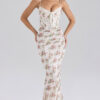 Rose Print Mesh Maxi