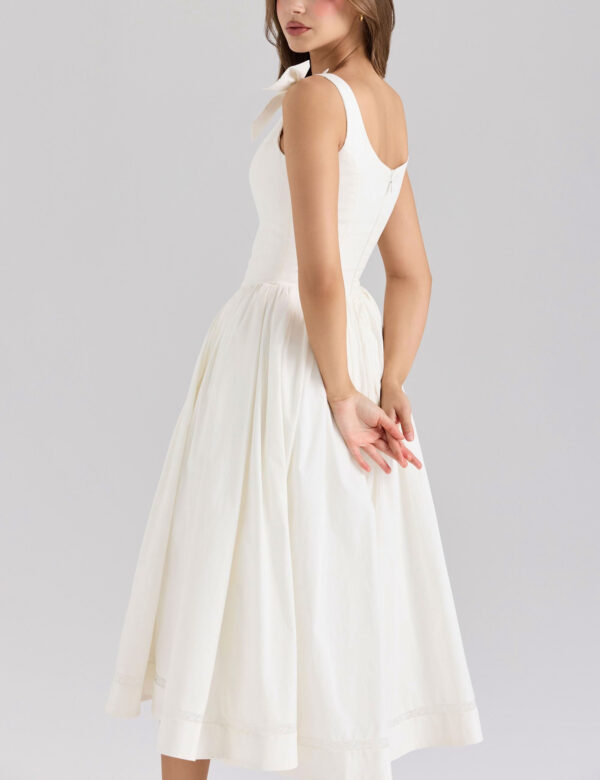 Crisp White Bow Midi