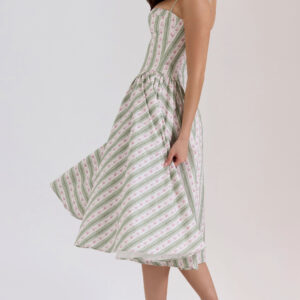 Sage Striped Floral Midi
