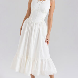 White Lace-Up Midi