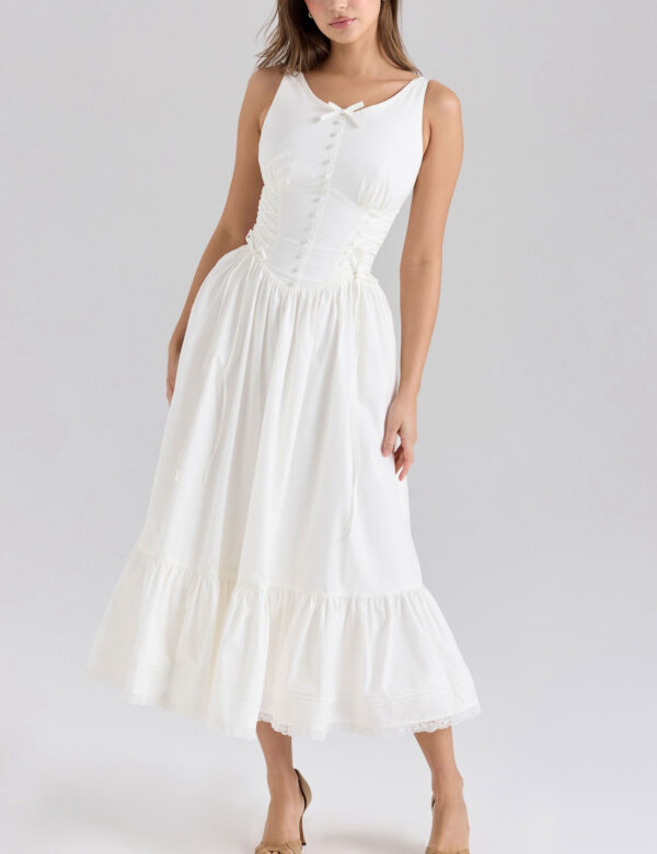 White Lace-Up Midi