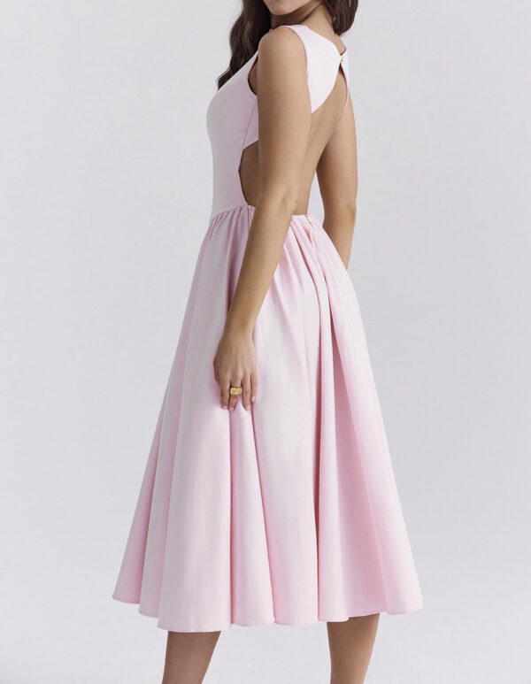 Solid Backless Dress